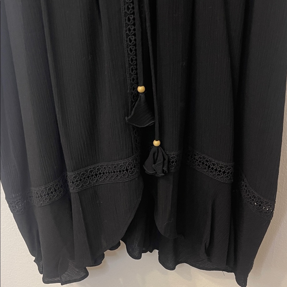 Hale Bob Black Lace Adjustable Tie Empire Dress Large PTP 20”-22” Length 40”EUC - Picture 8 of 12
